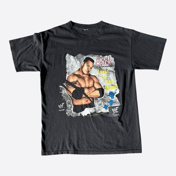 Vintage Black The Rock Wrestling T-Shirt - Picture 1 of 2